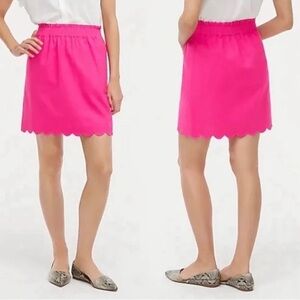 J. Crew Pink Linen Mini Skirt | Scalloped Hem | size 2